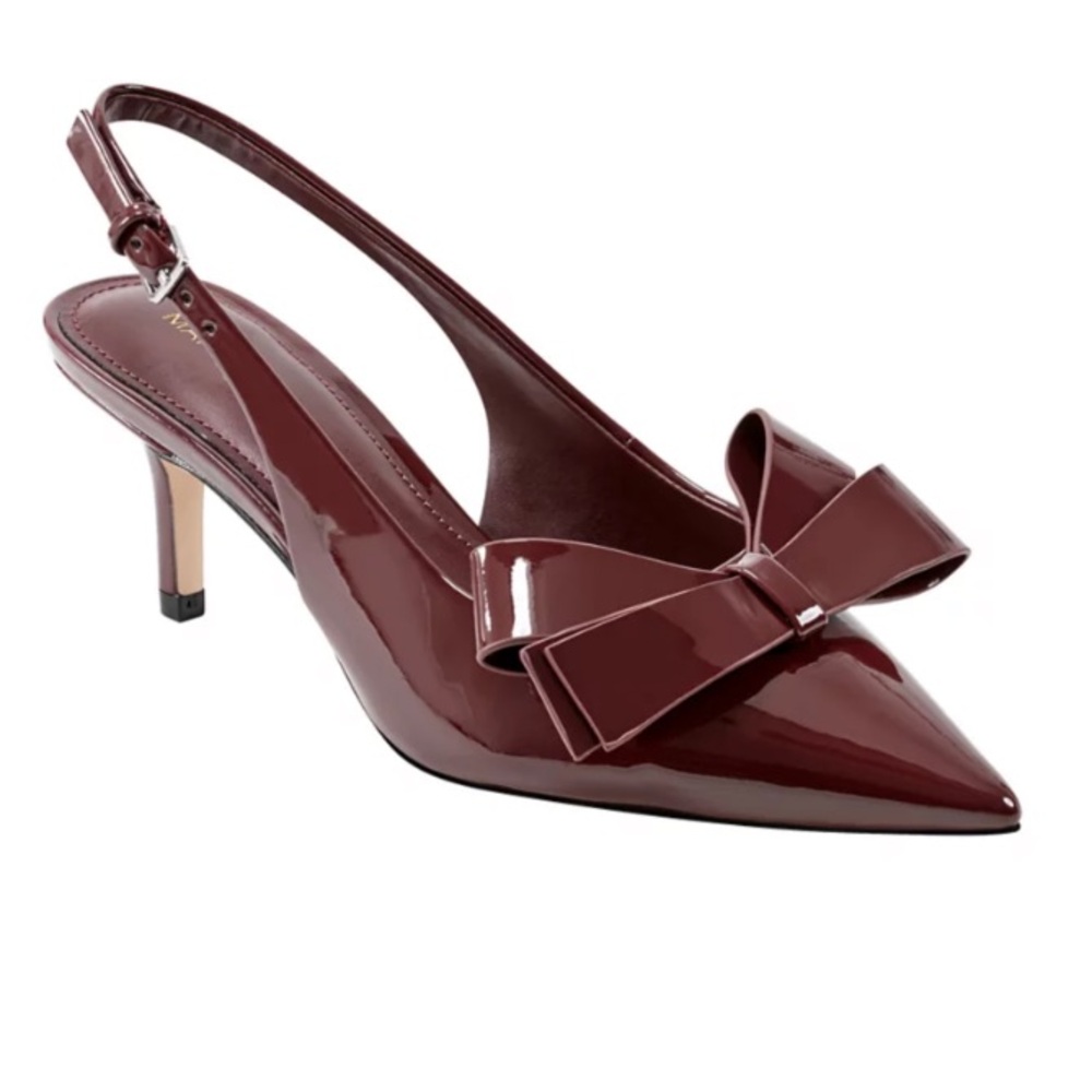 Marc Fisher ALLON Burgundy Slingback Bow Pumps, Size 5, New